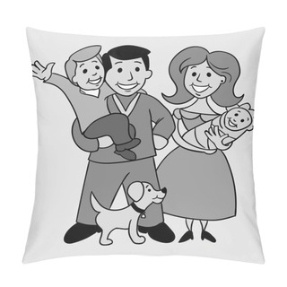 Personality  Old Photo Of Happy Family Pillow Covers