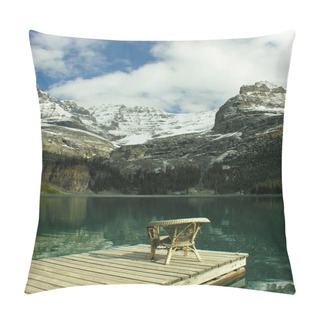 Personality  Chair On A Wooden Pier, Lake O'Hara, Yoho National Park, Canada Pillow Covers