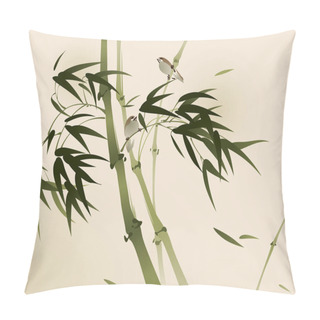 Personality  Swallows In Branches Of Bamboo Trees Pillow Covers