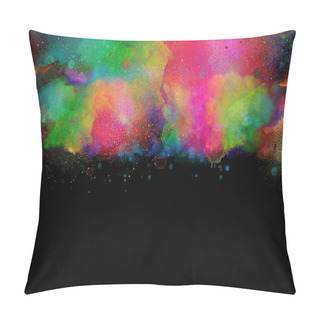 Personality Neon Abstract Artistic Watercolor Splash Background Banner With Splash And Watercolor Texture Pillow Covers