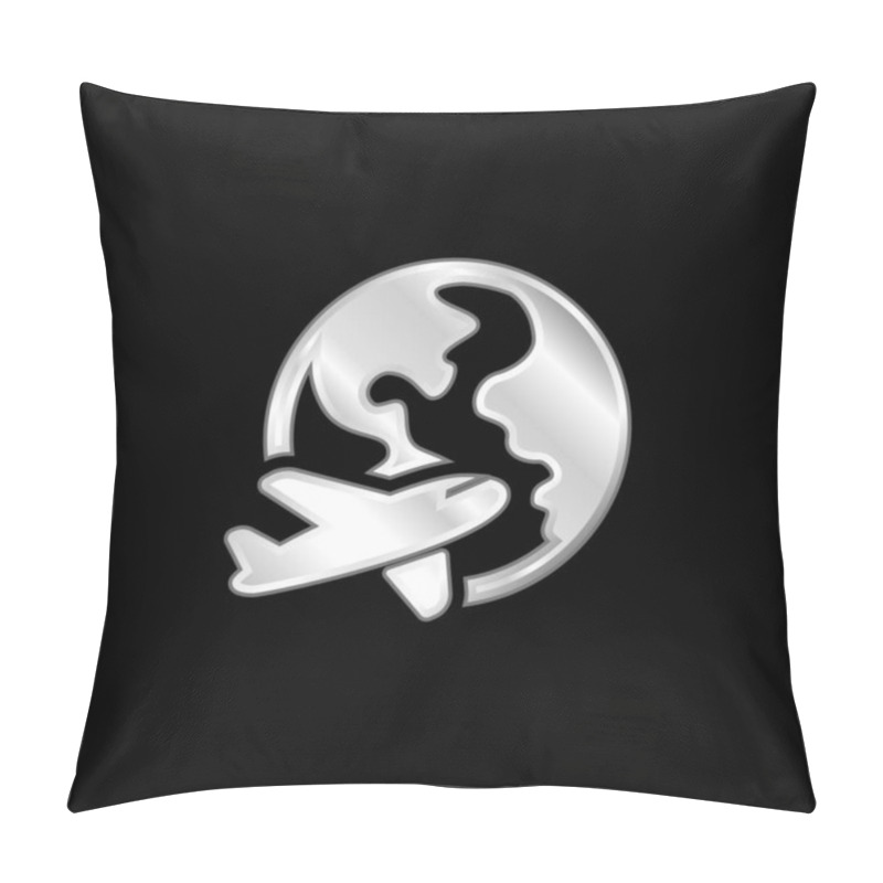 Personality  Airplane Around Earth silver plated metallic icon pillow covers