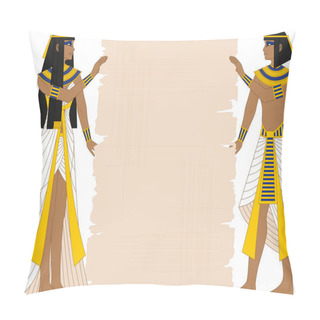 Personality  Egyptian Woman And Man Holding Papyrus Pillow Covers