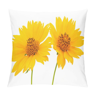 Personality  Monarch Butterfly On Mexican Sunflowers Closeup. Yellow Flowers Background. Pillow Covers