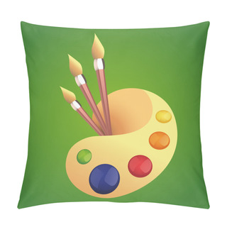 Personality  Palette With Brush. Vector Illustration. Pillow Covers