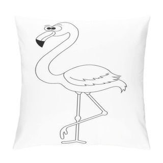 Personality  Colorless Funny Cartoon Flamingo. Pillow Covers