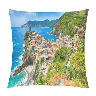 Personality  Famous City Of Vernazza In Italy Pillow Covers
