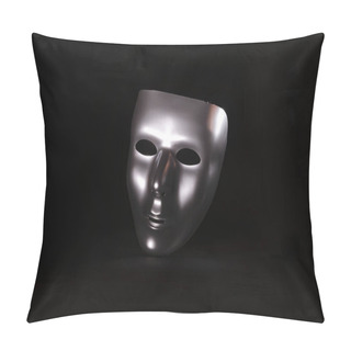 Personality  A Shiny Metallic Mask Highlighted Against A Start Black Background Pillow Covers
