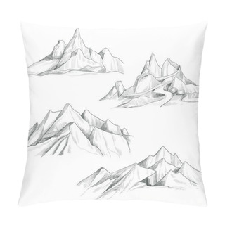 Personality  Hand Drawing Mountain Landscape Set Sketch Design Pillow Covers