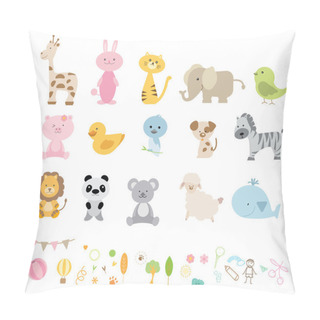 Personality  A Vector Illustration Of Different Wild Animals Cartoons Pillow Covers