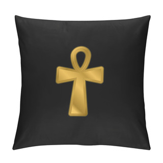 Personality  Ankh Cross Gold Plated Metalic Icon Or Logo Vector Pillow Covers