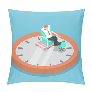 Personality  Isometric Businessman Relaxing On The Sofa With Clock Pillow Covers
