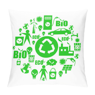 Personality  Eco Icons Set, Vector, Illustration  Pillow Covers