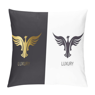Personality  Phoenix Gold Rising Logo Stylized Golden Firebird Pillow Covers