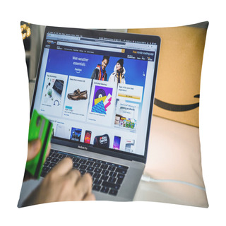 Personality  Amazon Australia Prime Day Man Shopping On Laptop Deals Pillow Covers