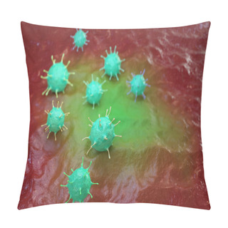 Personality  3 D Illustration Of A Virus Under A Microscope. Pillow Covers