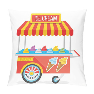 Personality  Shiny Colorful Ice Cream Cart Vector Illustration Pillow Covers