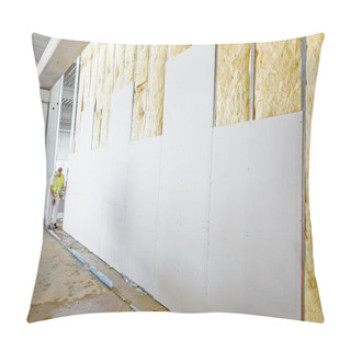 Personality  Front View Of Gypsum Wall, Plasterboard Is Under Construction Pillow Covers