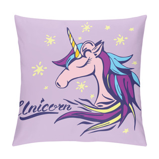 Personality  Unicorn Text And Character In Romantic Colors Pillow Covers
