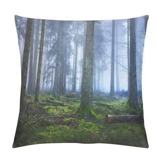 Personality  Dark Misty Pine Forest With Moss Pillow Covers