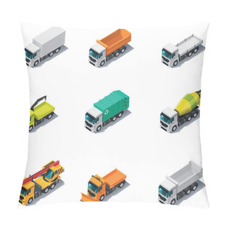 Personality  Vector Isometric Transport. Trucks Pillow Covers