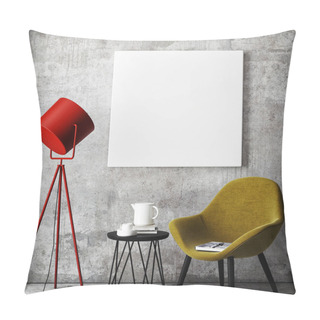 Personality  Mock Up Poster Frame In Hipster Interior Background, Scandinavian Style, 3D Render Pillow Covers