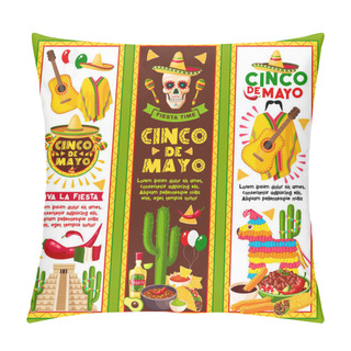 Personality  Vector Banners For Cinco De Mayo Mexican Holiday Pillow Covers