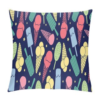 Personality  Colorful Ice Cream And Stars Seamless Pattern Pillow Covers