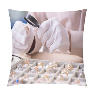 Personality  Old Male Jeweler At Workshop Pillow Covers