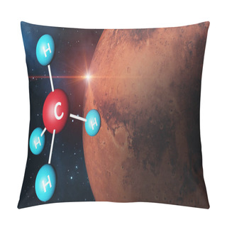 Personality  Methane Molecule With Mars Background Pillow Covers