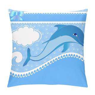 Personality  Nursery Card Of The Announcement With Dolphins Pillow Covers