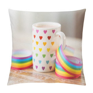 Personality  Cup With Heart Pattern And Gay Awareness Ribbon Pillow Covers