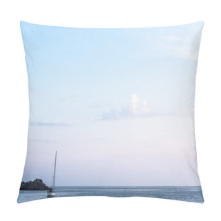Personality  Boat Floating On Adriatic Sea Near Budva, Montenegro Pillow Covers