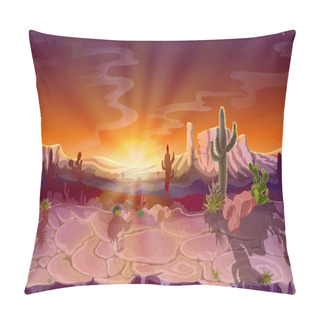 Personality  Vector Cartoon Desert Seamless Game Background Pillow Covers