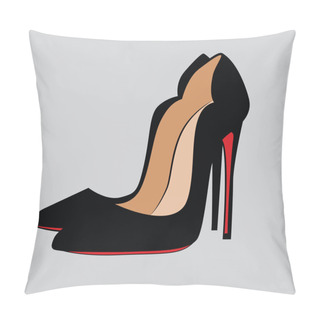 Personality  High Heel Fashion Woman Shoes Vector Set Isolated, Doodle Objects Fashion Illustration Pillow Covers