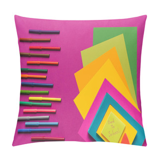 Personality  Composition Of Colorful Papers And Markers Pillow Covers