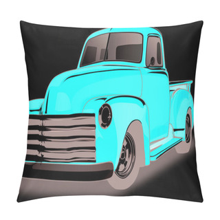 Personality  Vector Classic Vintage Pickup Truck With Single Layer Background Color Pillow Covers