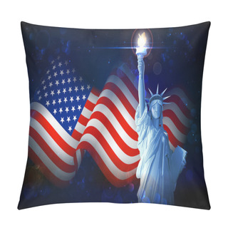Personality  Statue Of Liberty With American Flag Pillow Covers
