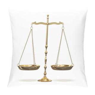 Personality  Gold Scales Of Justice Isolated On White Background With Clipping Path. Pillow Covers