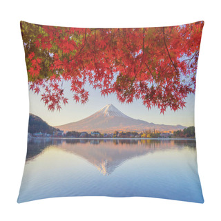 Personality  Mountain Fuji With Red Maple Leaves Or Fall Foliage In Colorful  Pillow Covers