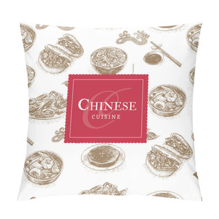 Personality  Chinese Cuisine Colorful Illustration. Pillow Covers