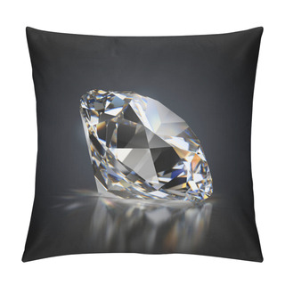 Personality  3d Generated Image. Diamond On A Black Reflective Background. Pillow Covers