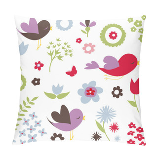 Personality  Birds And Flowers, Spring Background Pillow Covers