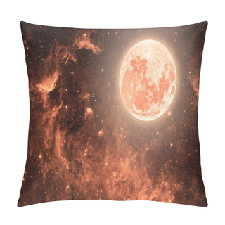 Personality  Backgrounds Night Sky With Stars And Moon And Clouds. Coral Color. Pillow Covers