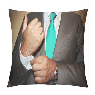 Personality  Business Man With Blue Tie Pillow Covers