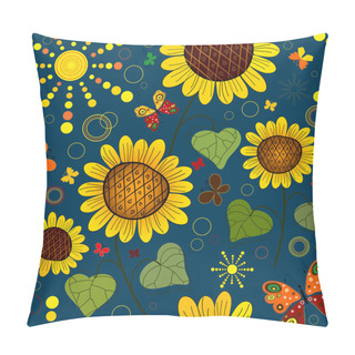 Personality  Seamless Floral Dark Blue Summer Pattern Pillow Covers