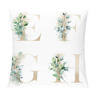 Personality  Floral Alphabet, Letters E, F, G, H, Creative Watercolor Art Painting Pillow Covers