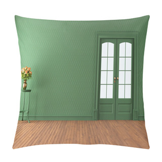 Personality  Empty Green Living Room With Sliding Door Pillow Covers