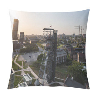 Personality  Katowice, Poland - August 25, 2022: Tower Of Former Mine Shaft In Katowice, New Silesian Museum Pillow Covers