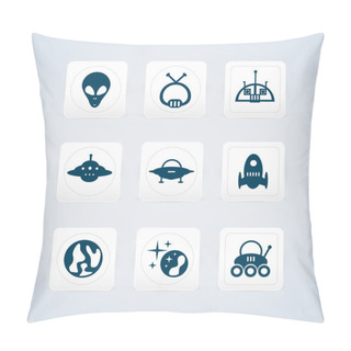 Personality  Black Space Icons Set. Vector Illustration Pillow Covers