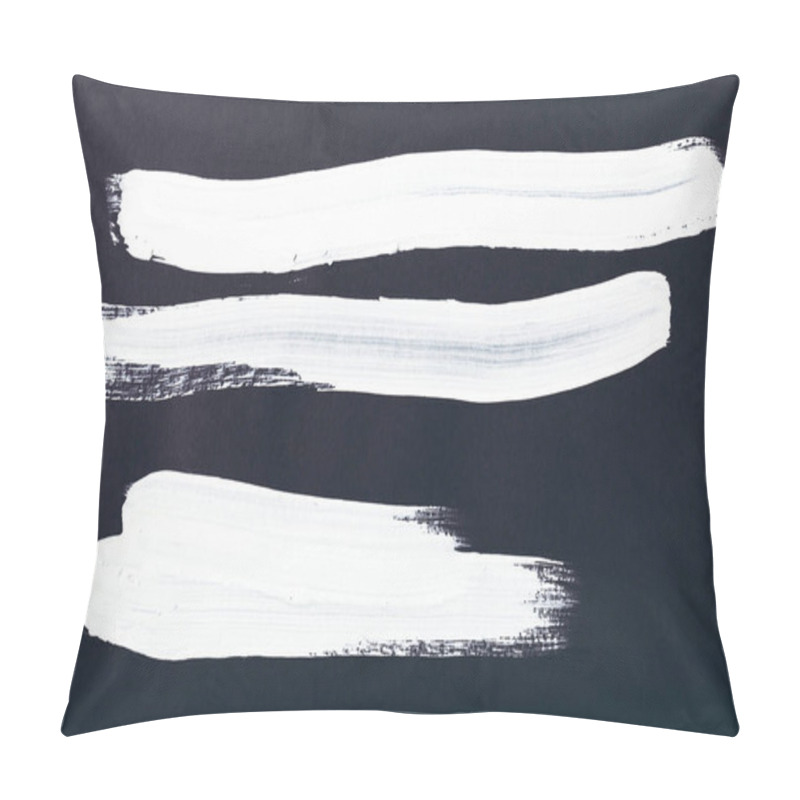 Personality  Abstract Painting With White Brush Strokes On Black Pillow Covers